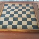 Old Double Board Game of Goose & Checkers Game in Vintage Wood #A694