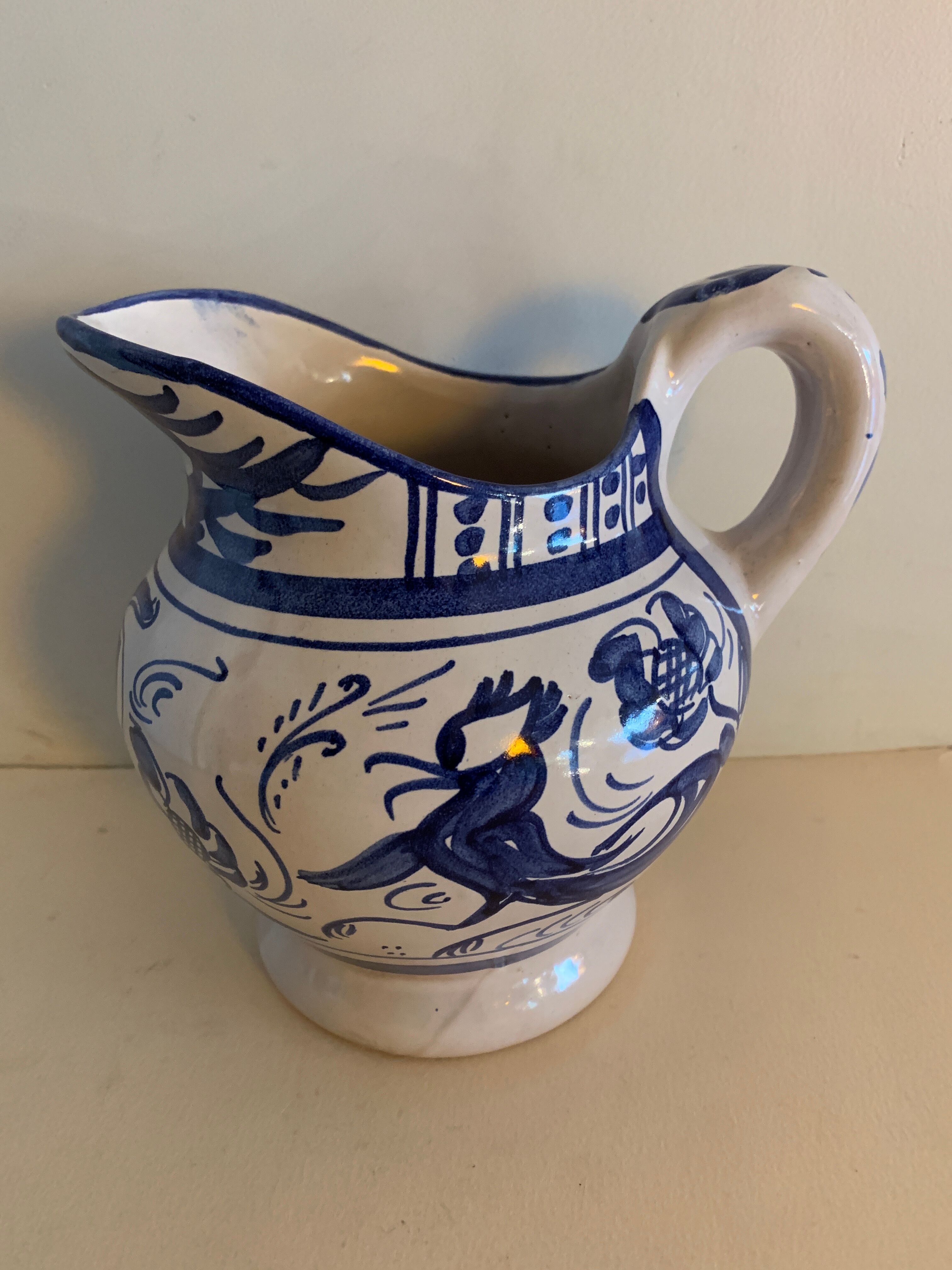 Domingo Punter blue ceramic pitcher, Teruel, 1960