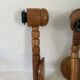 Pair of articulated Scandinavian wall lights SOLBACKEN in vintage wood