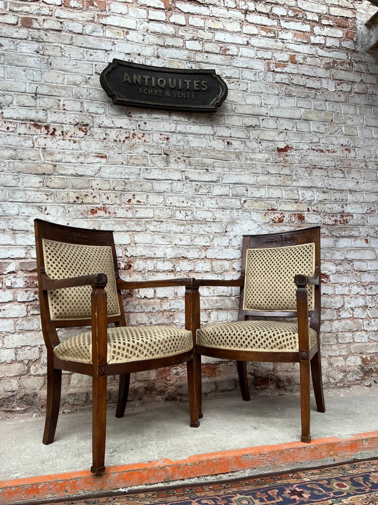 Pair of mahogany armchairs Empire XIXth century