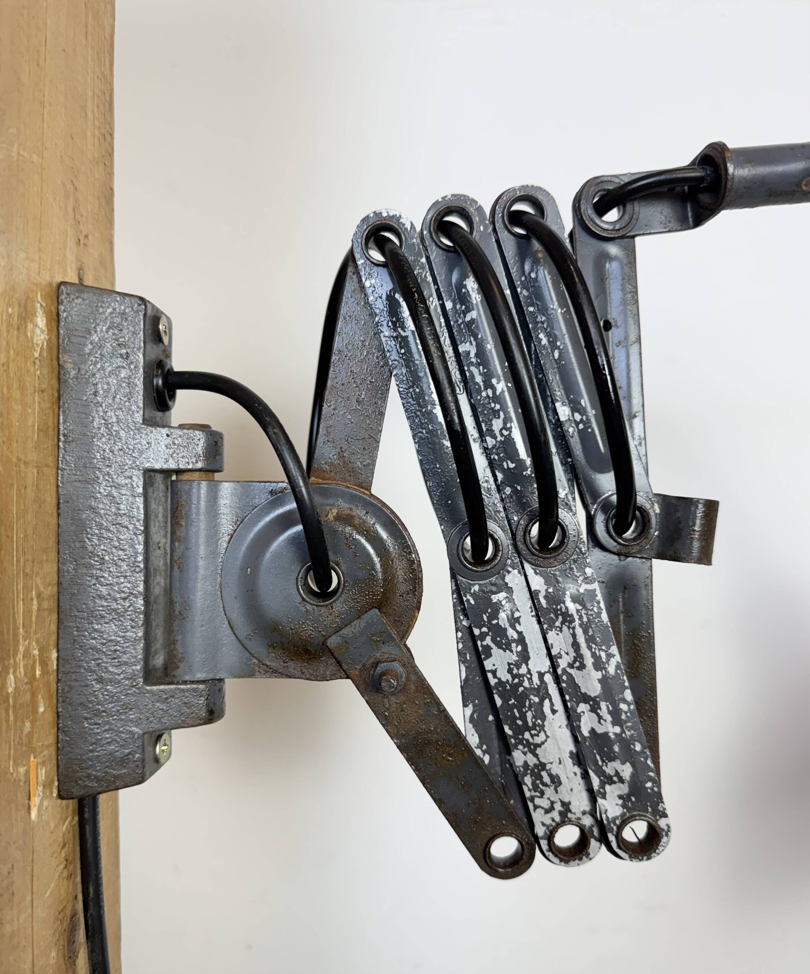 Grey Industrial Scissor Wall Lamp from Elektroinstala, 1960s