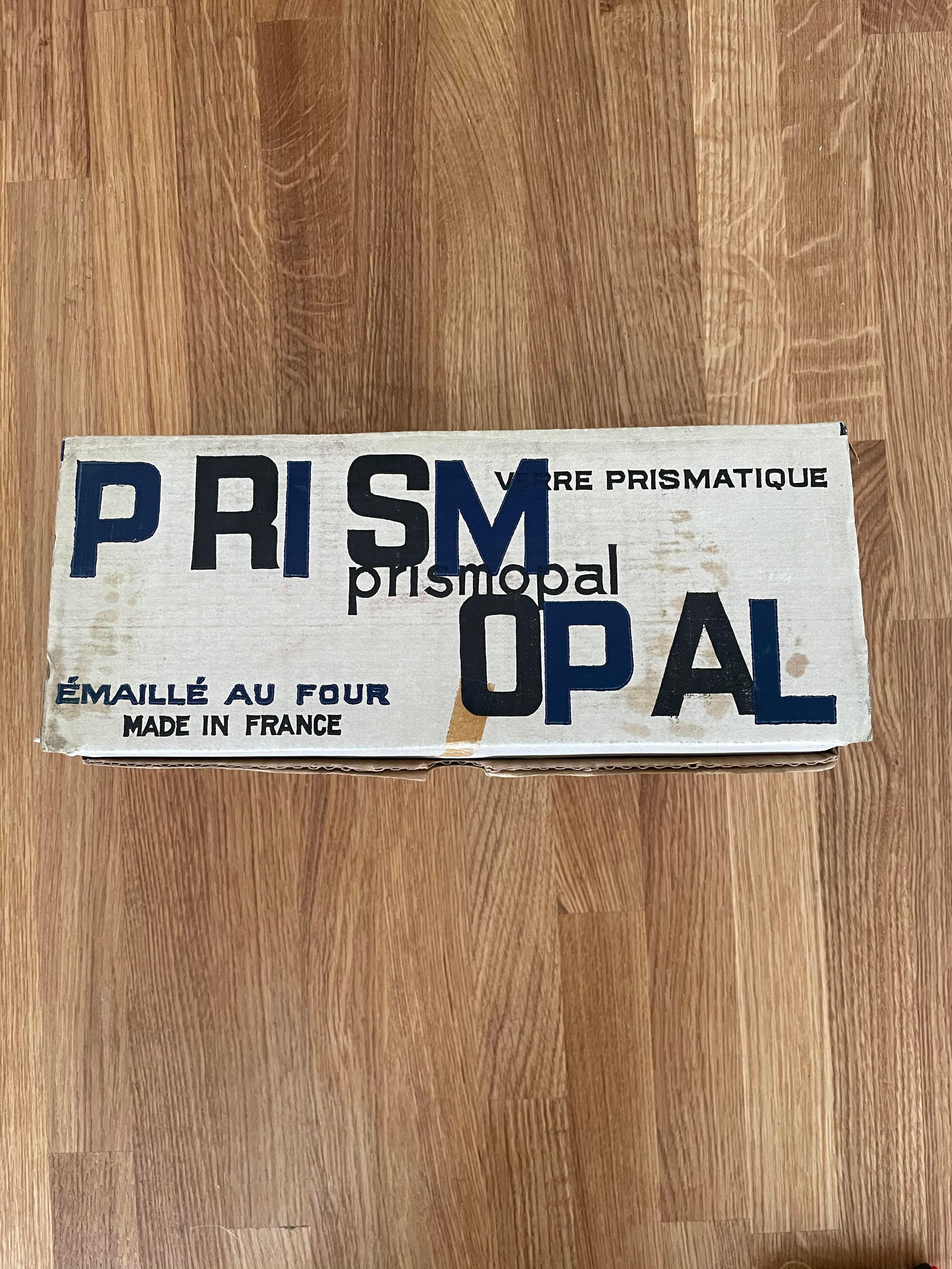 Applique vintage verre opalin et prismatique Holophane 1960