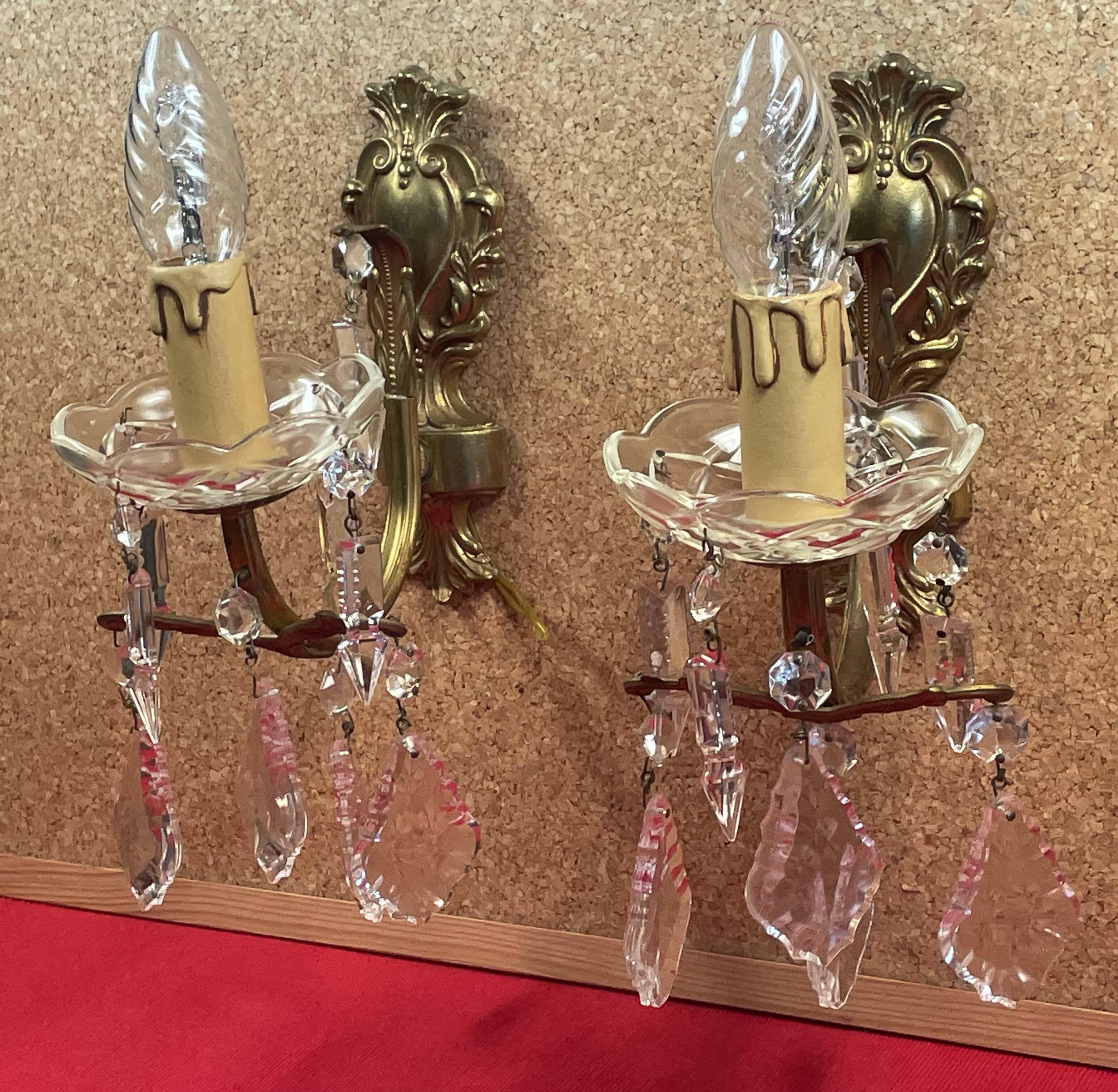 Pair of Baroque Gilt Bronze Sconces with Tassels