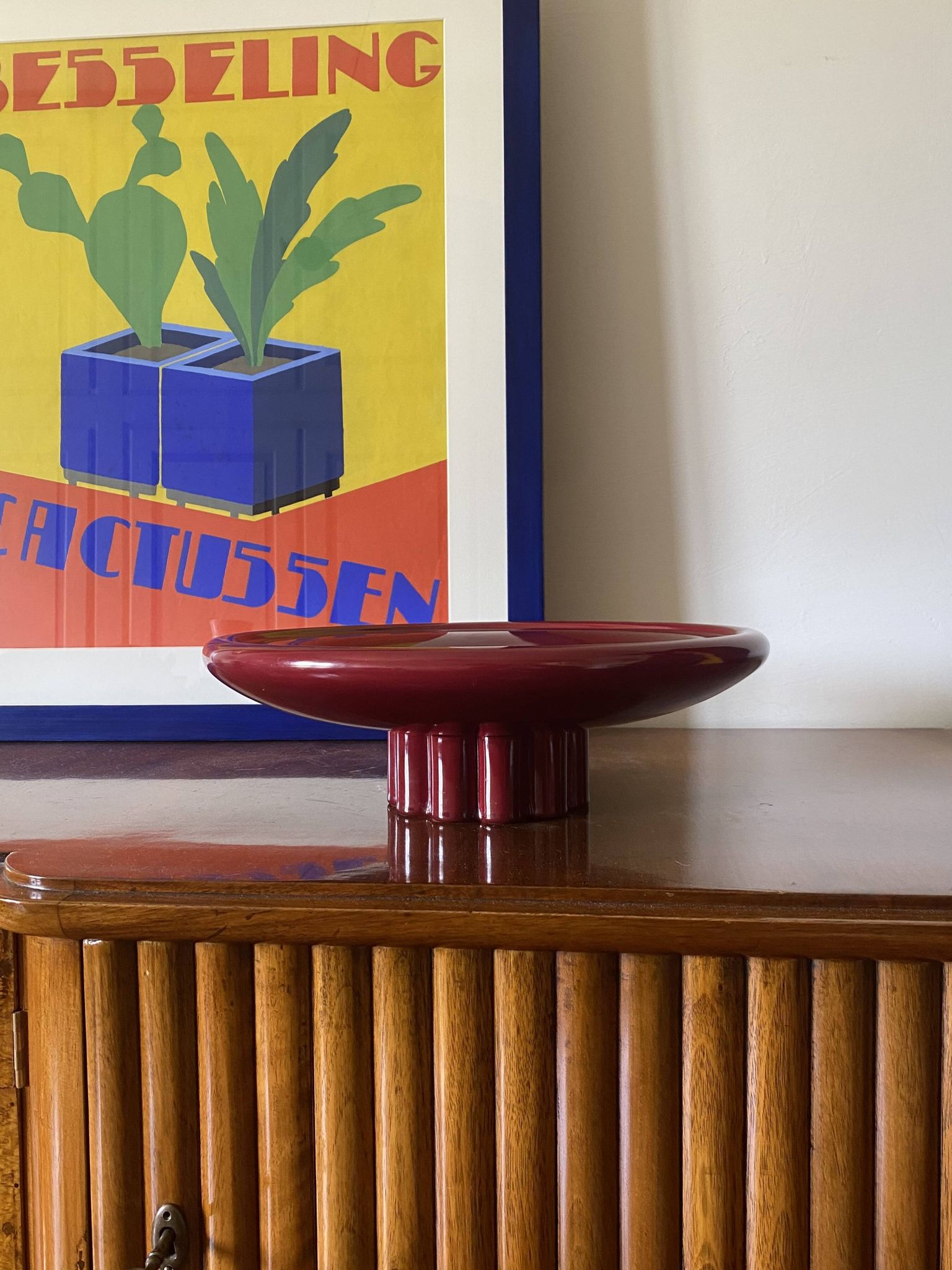 Paul Millet, Modern red vide poche / centerpiece, Sevres France 1930s