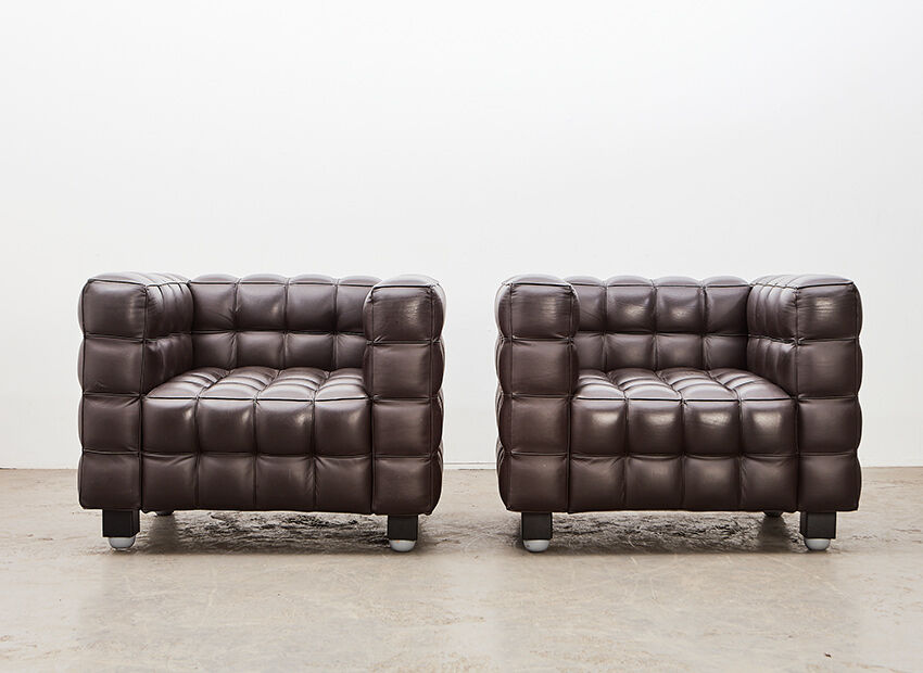 Josef Hoffman pair of Kubus lounge chairs for Wittmann Austria 1910/2011