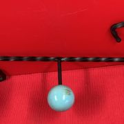Rare coat rack with 3 hooks, one colour, ball hooks, wrought iron.