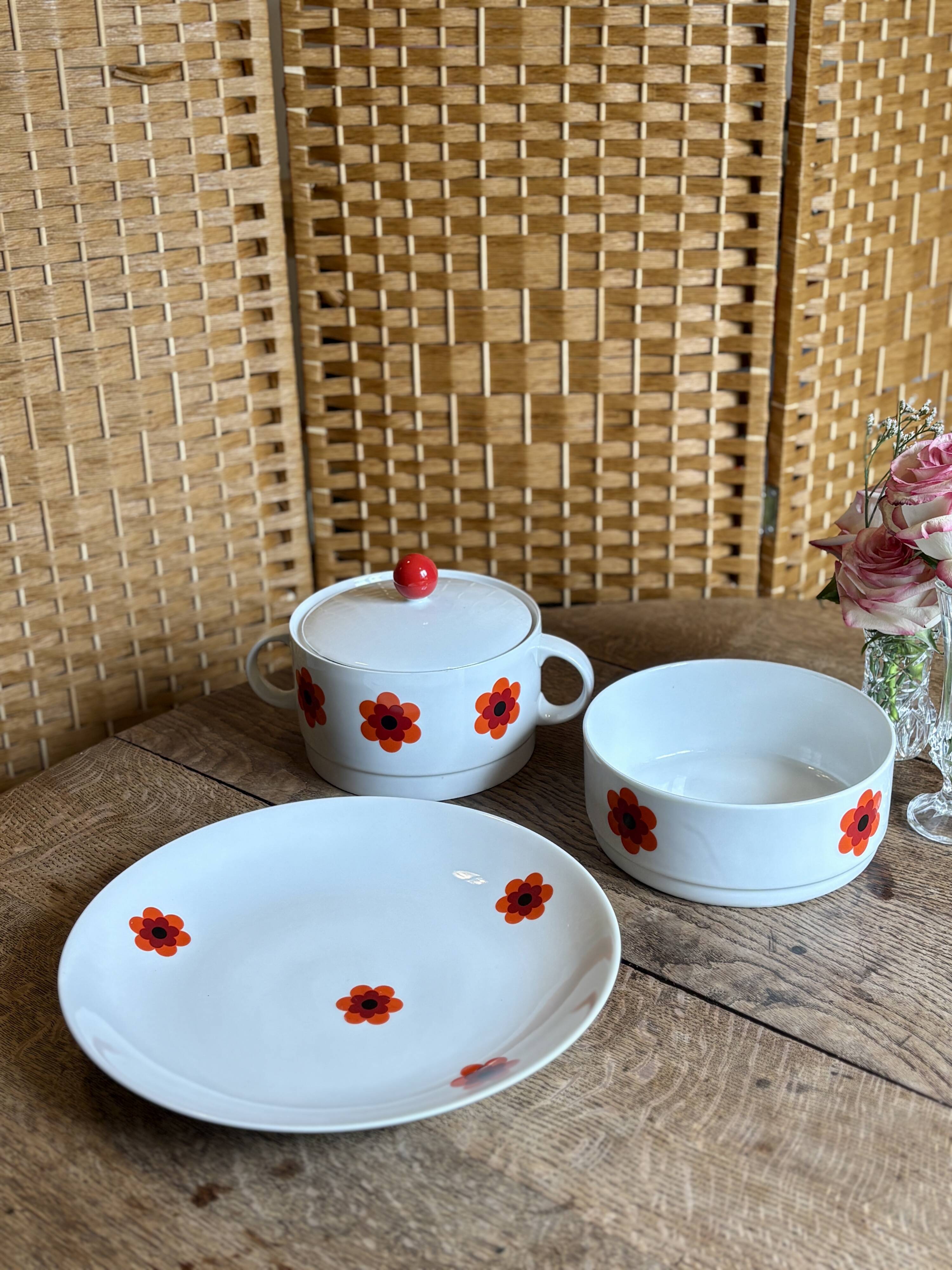 Lot de 3 plats de service vintages Scherzer Bavaria