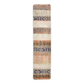 2x8 Short Blue Beige Vintage Runner Rug, 58x250Cm