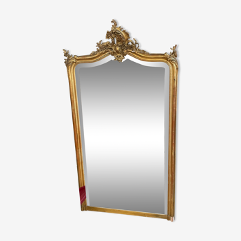 Miroir style Louis XV stuc doré - 142x76cm