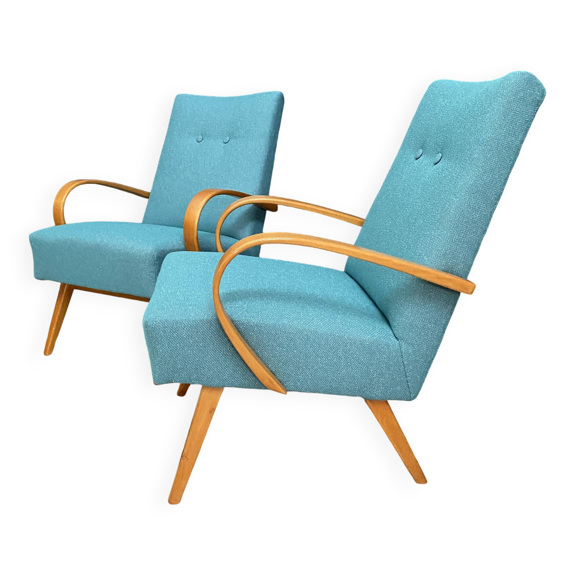 Pair Smidek chairs 1960s reupholstered