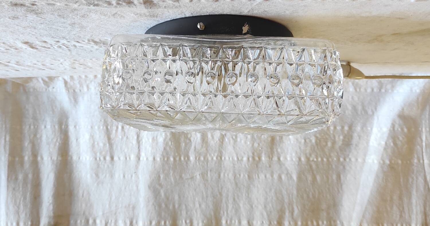 Vintage glass ceiling light - mid 20th century