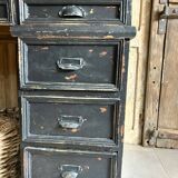 Bureau, meuble de salle de bain ancien en bois patiné noir
