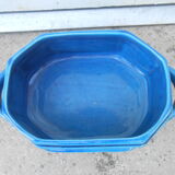 Blue cracked ceramic planter