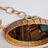 Round rattan mirror 1960