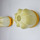 Pair of "cocoon" wall lights, resin and pine, Italy, 1970