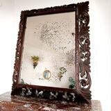 Neo-Gothic mirror in carved oak circa 1940