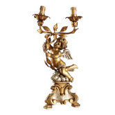 Antique carved and gilded wooden candelabrum, Italy, 20th century