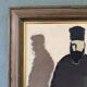 Peinture à l’huile figurative vintage suédoise moderne du milieu du siècle « Les prêtres », encadrée