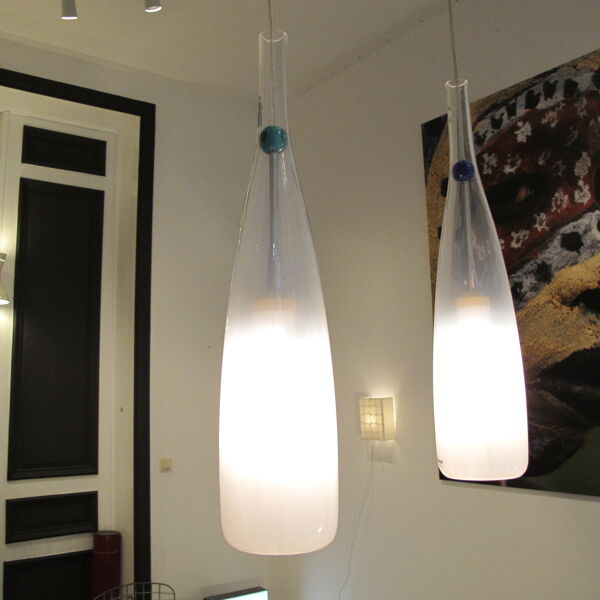 Paire de suspension Mazzega en verre de Murano - 1970