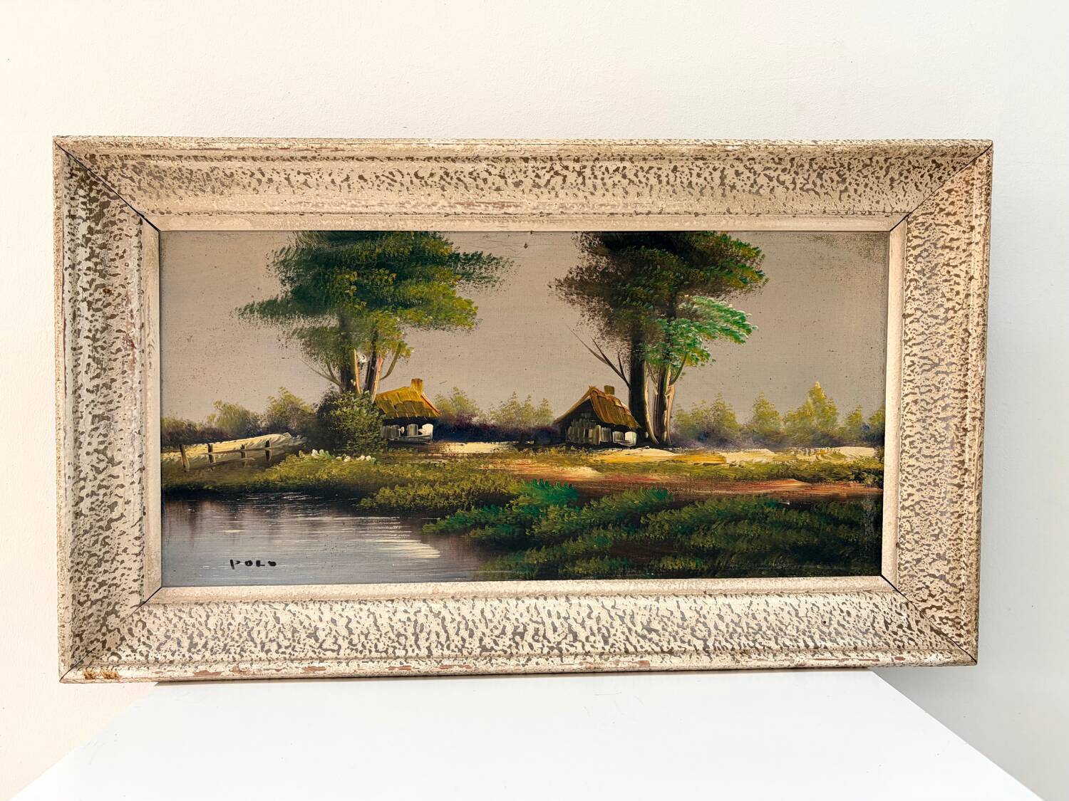 Oil on canvas Countryside Landscape - Polo (40 x 70 cm)
