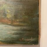 Tableau ancien, paysage, signé, début XX siècle