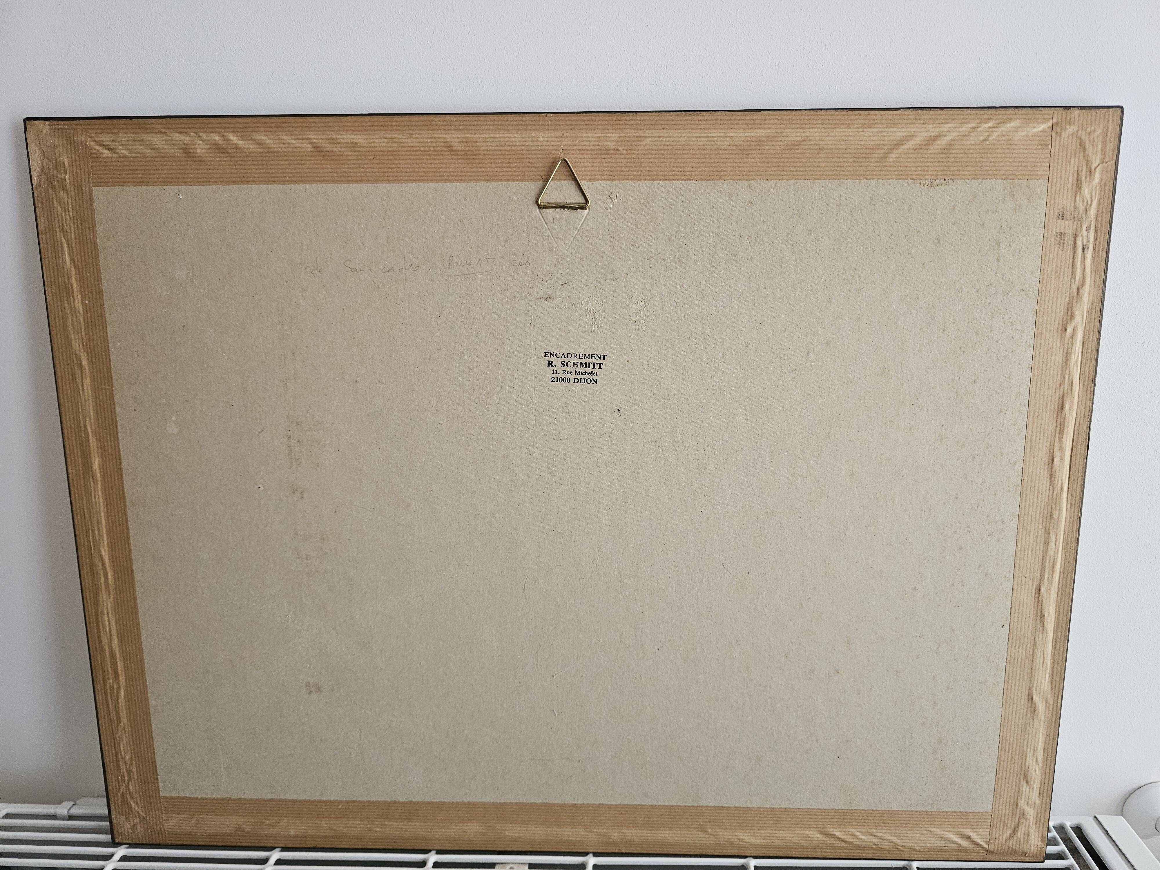 Painting - Watercolor landscape with poppies - View of Irancy (Yonne)