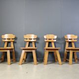 Vintage dutch brutalist oak dining chairs, 1960s