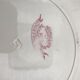 6 vintage pink Shabby dessert plates seen from the east