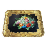 Wooden platter, hand-painted decoration