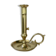 Brass candle holder with pusher late nineteenth century