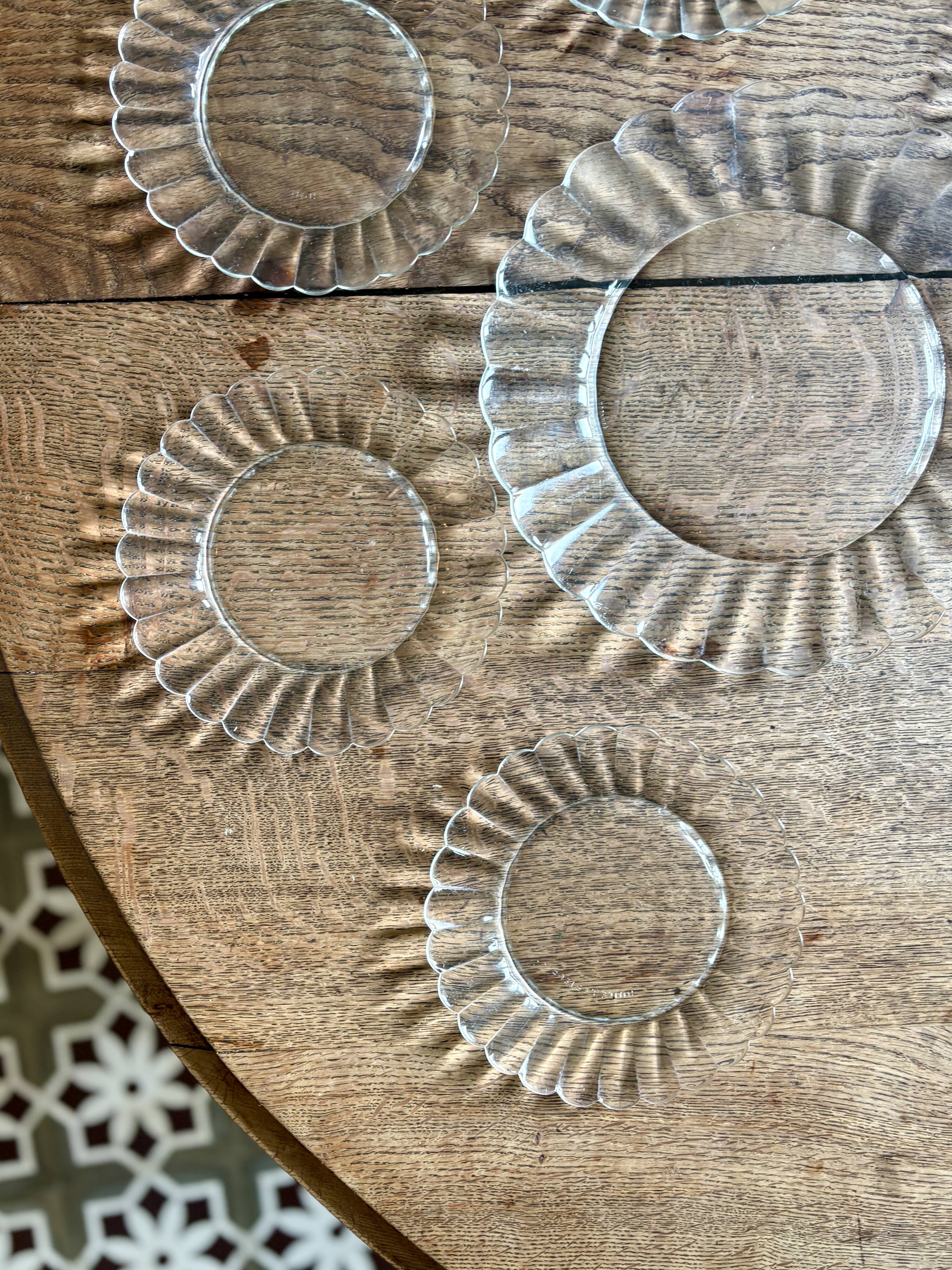 Vintage dessert service in clear glass