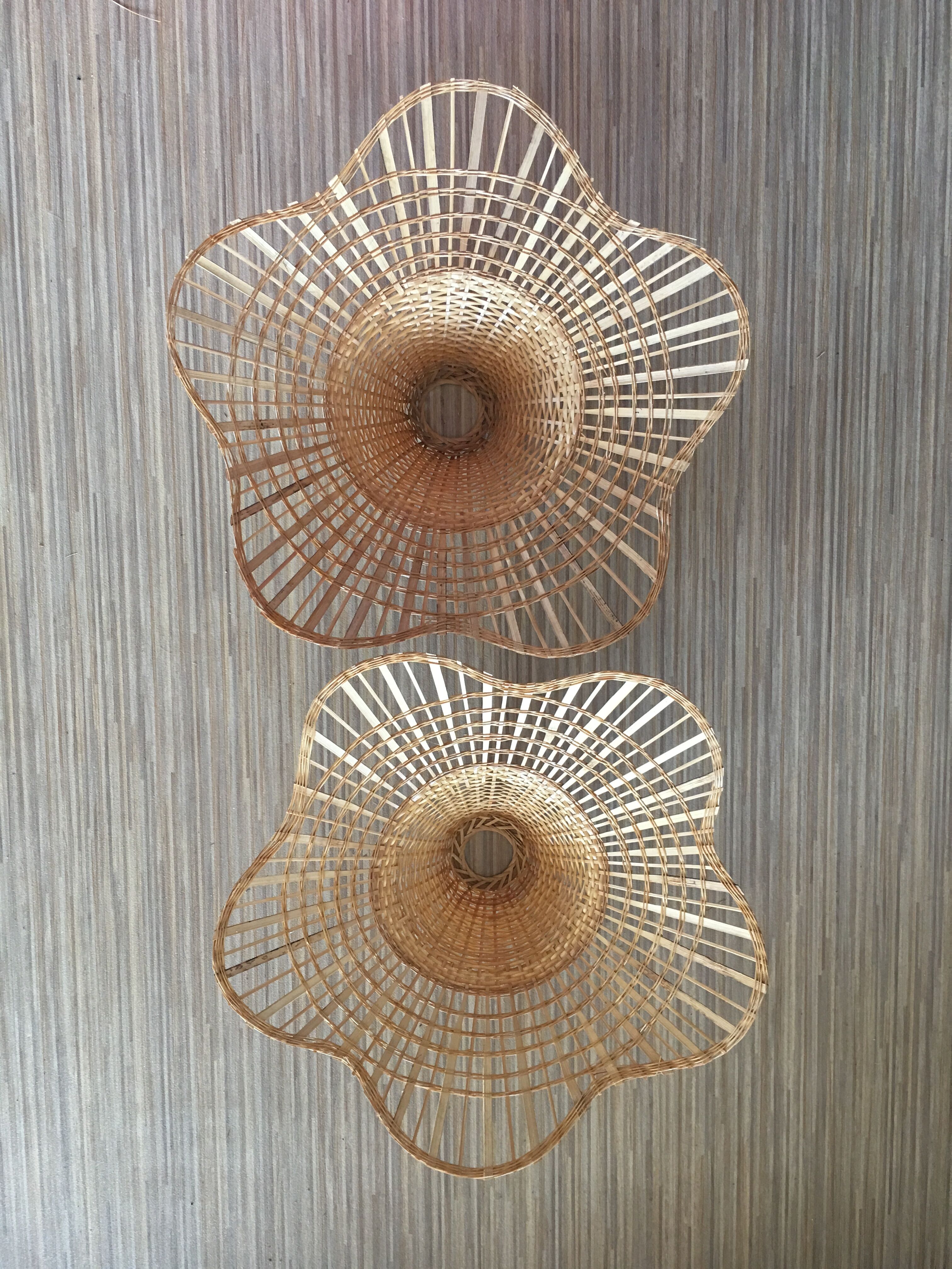 Set of 2 sudpendions in wicker and rattan