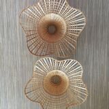 Set of 2 sudpendions in wicker and rattan