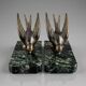 Art Deco bookends – Swallows in spelter on marble bases
