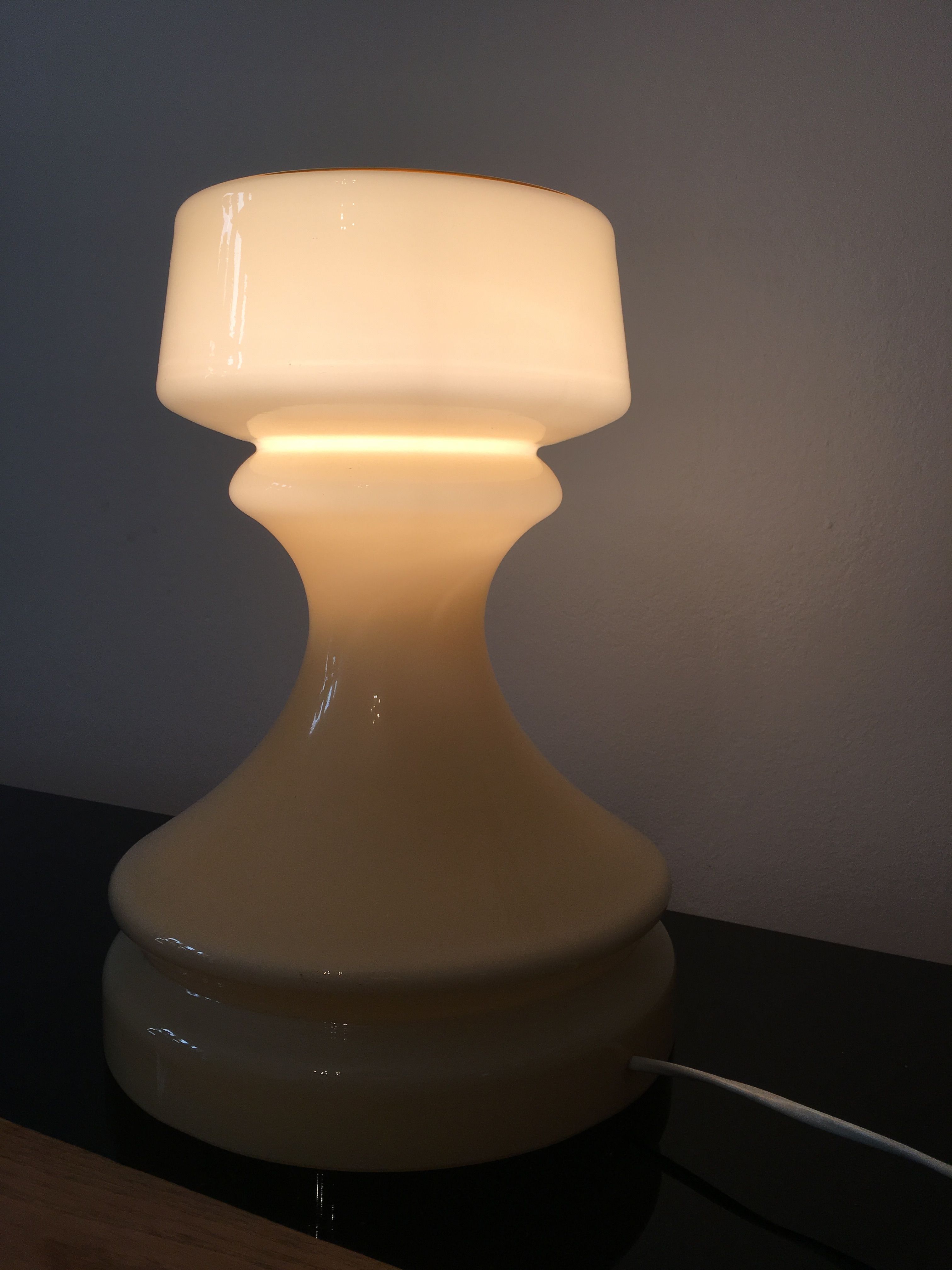 Beige chess glass table lamp by Ivan Jakes, 1960s