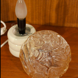 Table lamp, lacquered wood, textured molded glass 1960