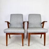Set of  vintage armchairs chairs 300-123, design by M. Puchała - grey herringbone