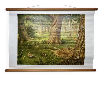 Vintage linen school chart – In the forest (M.A. Koekkoek)