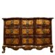 Louis XV period Arbalète chest of drawers in 18th century noble wood marquetry