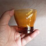 Lot 6 cups of amber smoked glass coffee - vintage