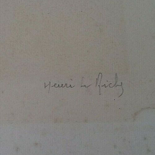 Engraving signed Henri Le Riche portrait of an old woman
