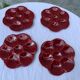 4 oyster plates in vintage red glazed ceramic slip and collector