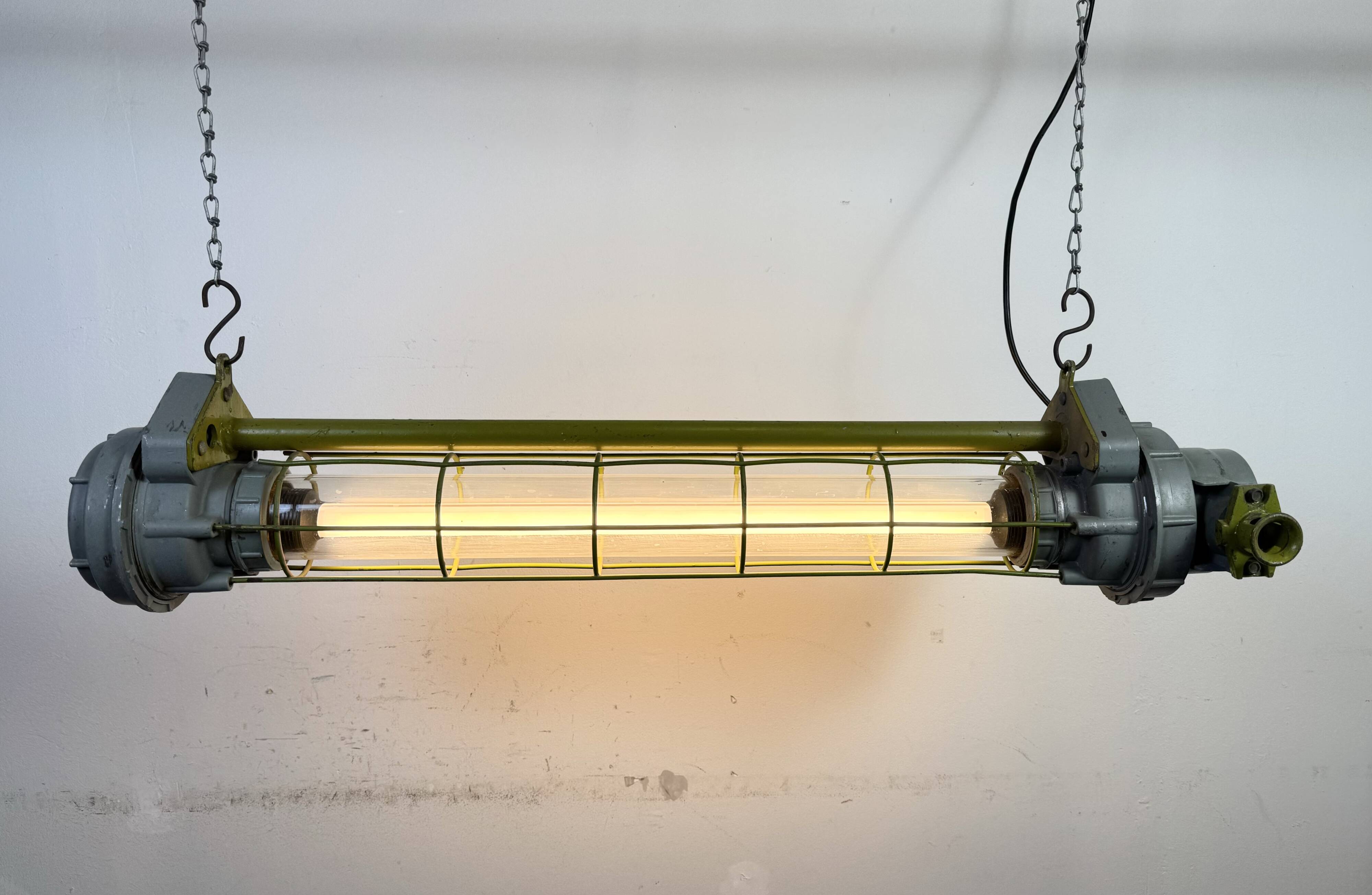 Grey Soviet Industrial Hanging Tube Light, 1970s