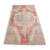 3x6 red and beige wool turkish rug 198x112cm