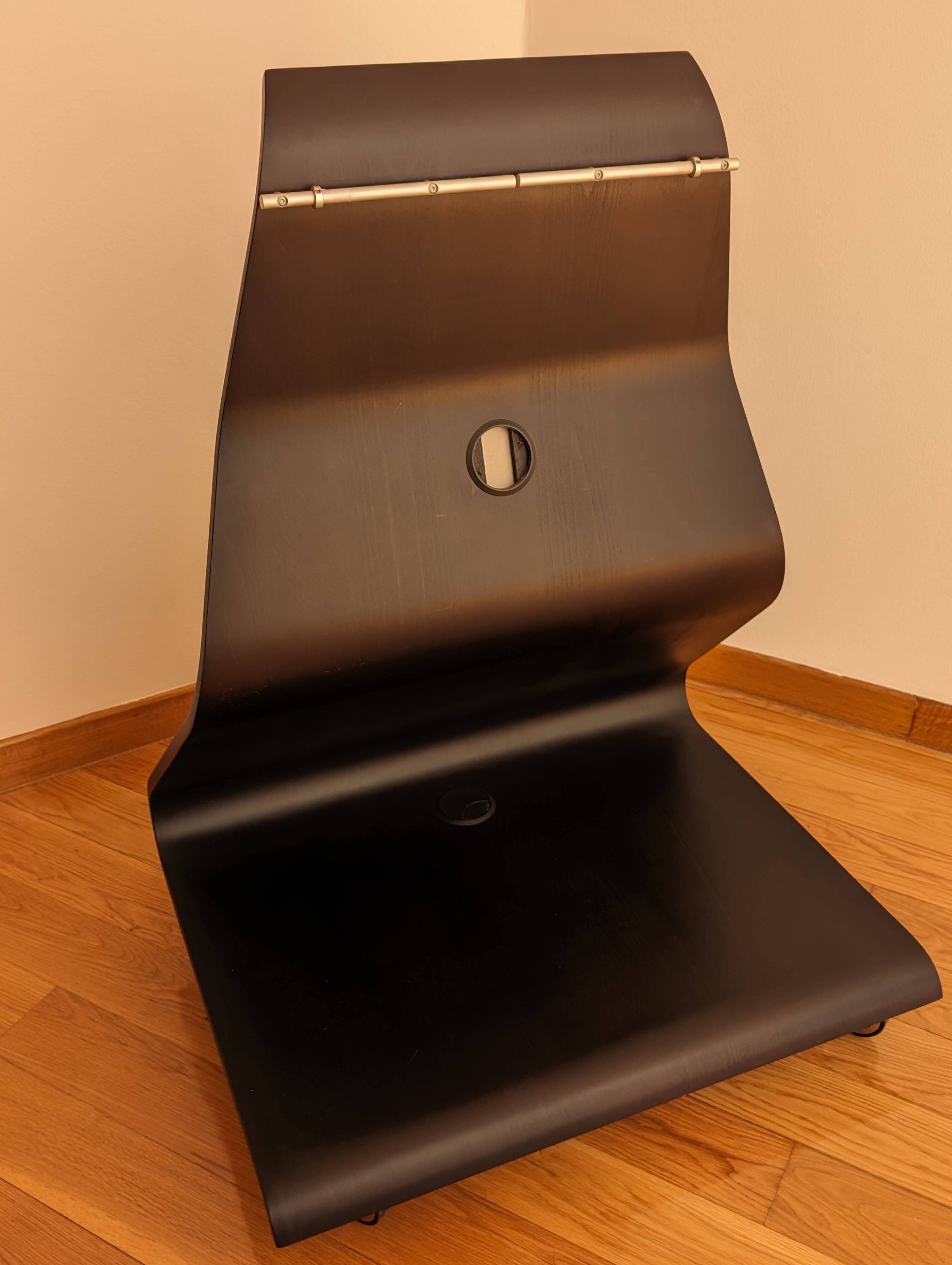 TV unit "Cobra" by Mario Bellini for Horm, Italian design, curved wood and LED.
