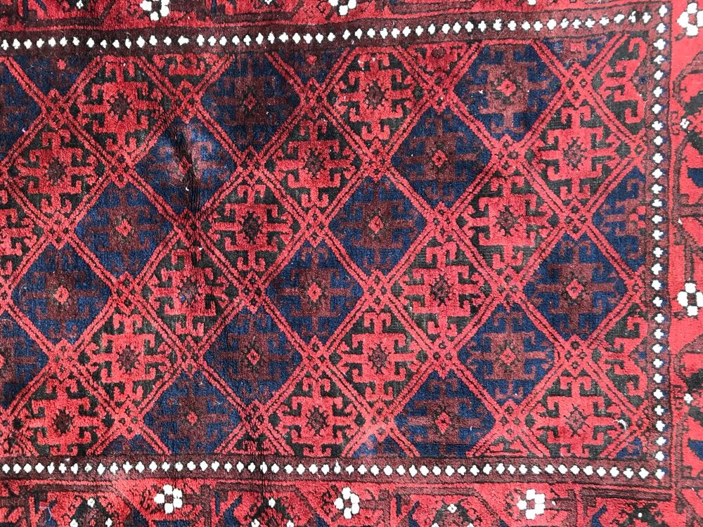 Pretty rug old belgian Afghan Turkmen handmade 100x180 cm