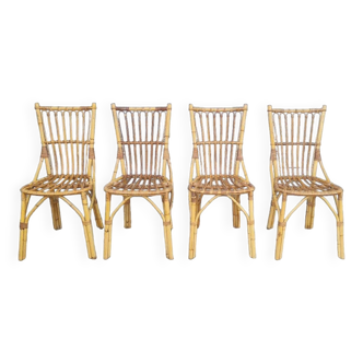 Set of four rattan chairs 1960