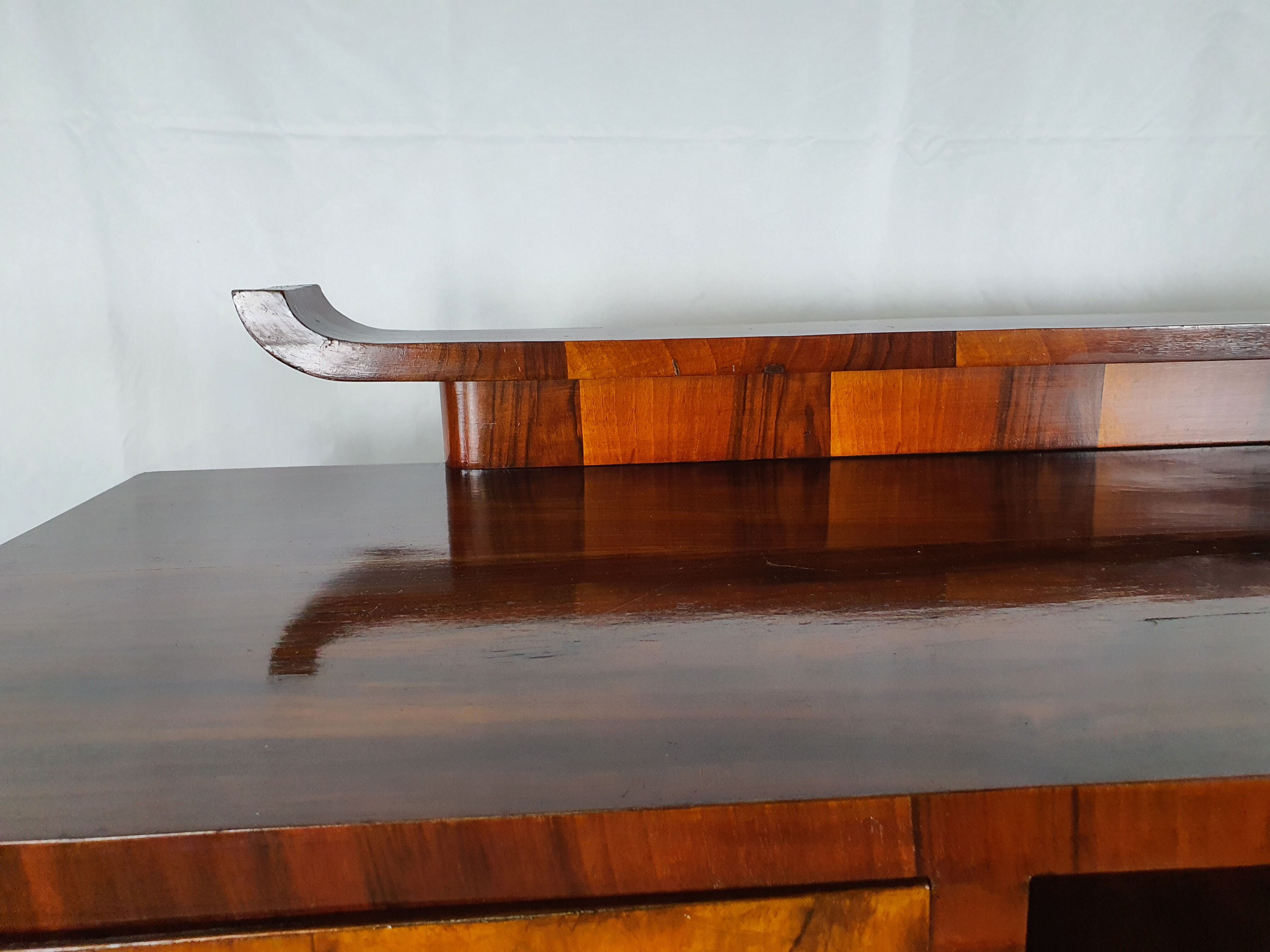 Art deco dining room sideboard in briar with upstand, 1940s