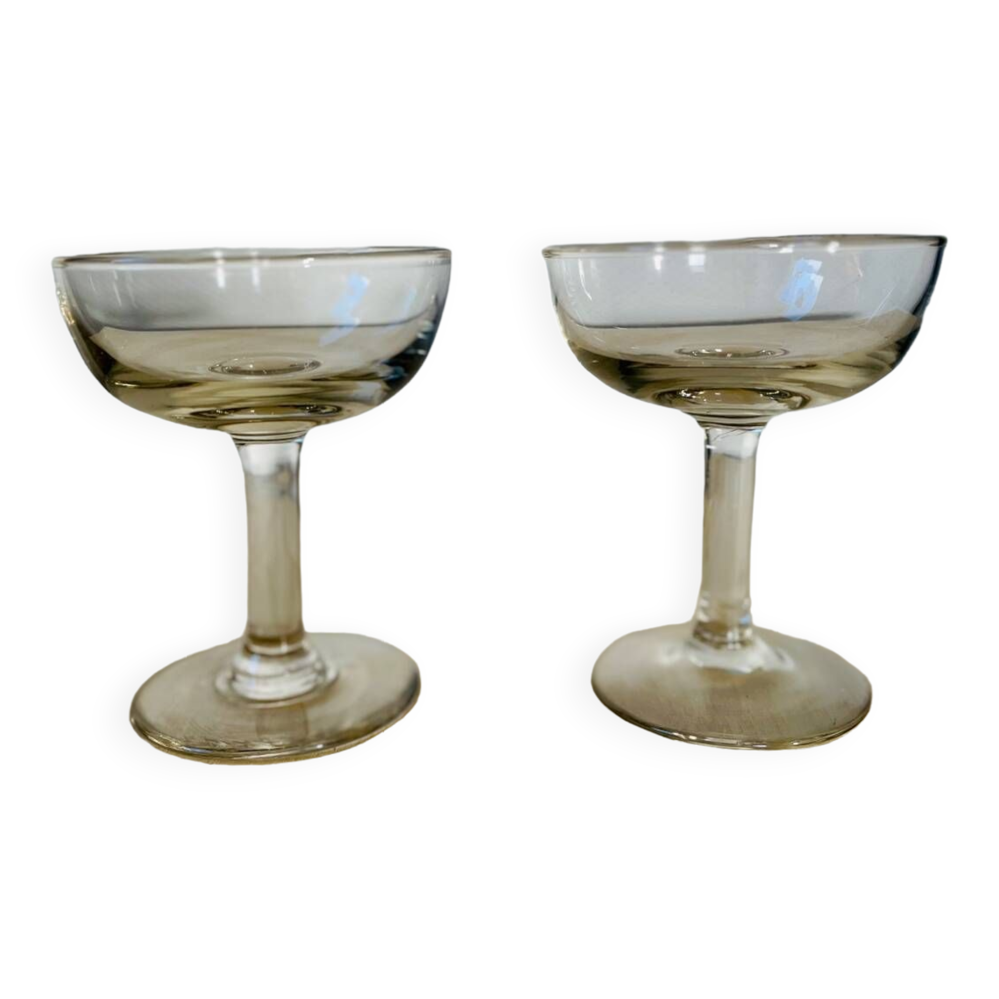 Set of 2 old champagne glasses