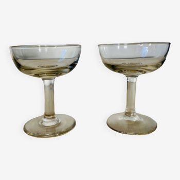 Set of 2 old champagne glasses